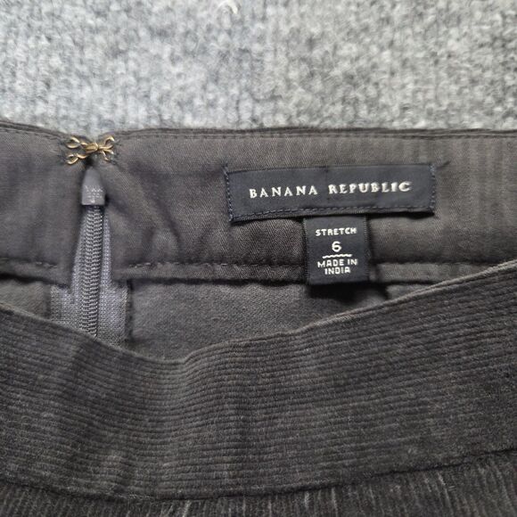 Banana Republic Skirt Womens 6 Gray Corduroy Stretch Button Pockets Zipper Back - Picture 3 of 8